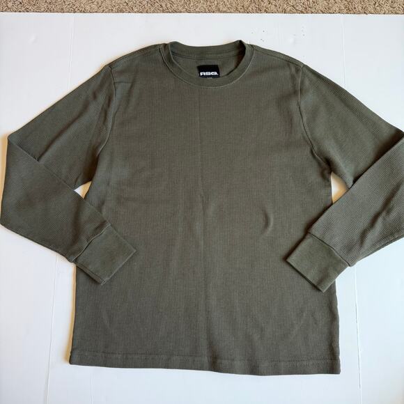 RSQ Youth Olive Green Waffle Knit Top Large - Picture 2 of 8